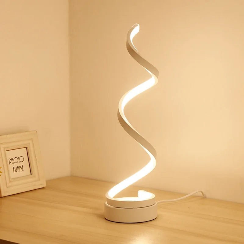 Lámpara de escritorio LED curvada en espiral