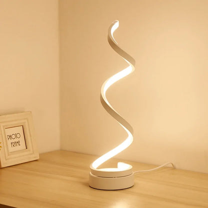 Lámpara de escritorio LED curvada en espiral